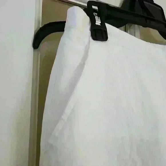 Valerie Stevens White Linen Blend Wide Leg Casual Comfy Cozy Crop Pants Medium - Picture 5 of 8